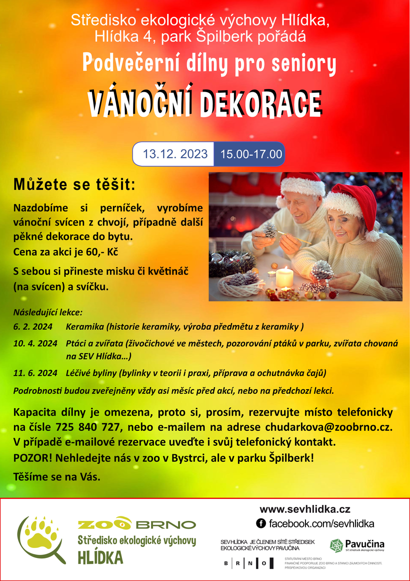 Podvečerní dílny pro seniory - vánoční dekorace